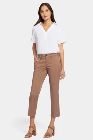 Straight Leg Ankle Trouser Brown Stretch Twill | Baguette