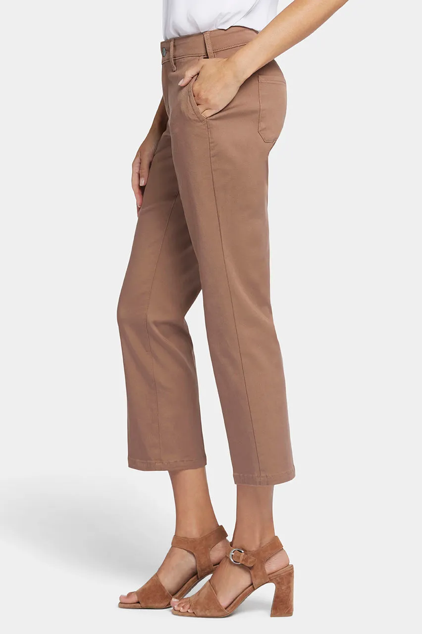 Straight Leg Ankle Trouser Brown Stretch Twill | Baguette