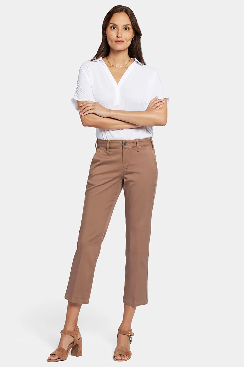 Straight Leg Ankle Trouser Brown Stretch Twill | Baguette
