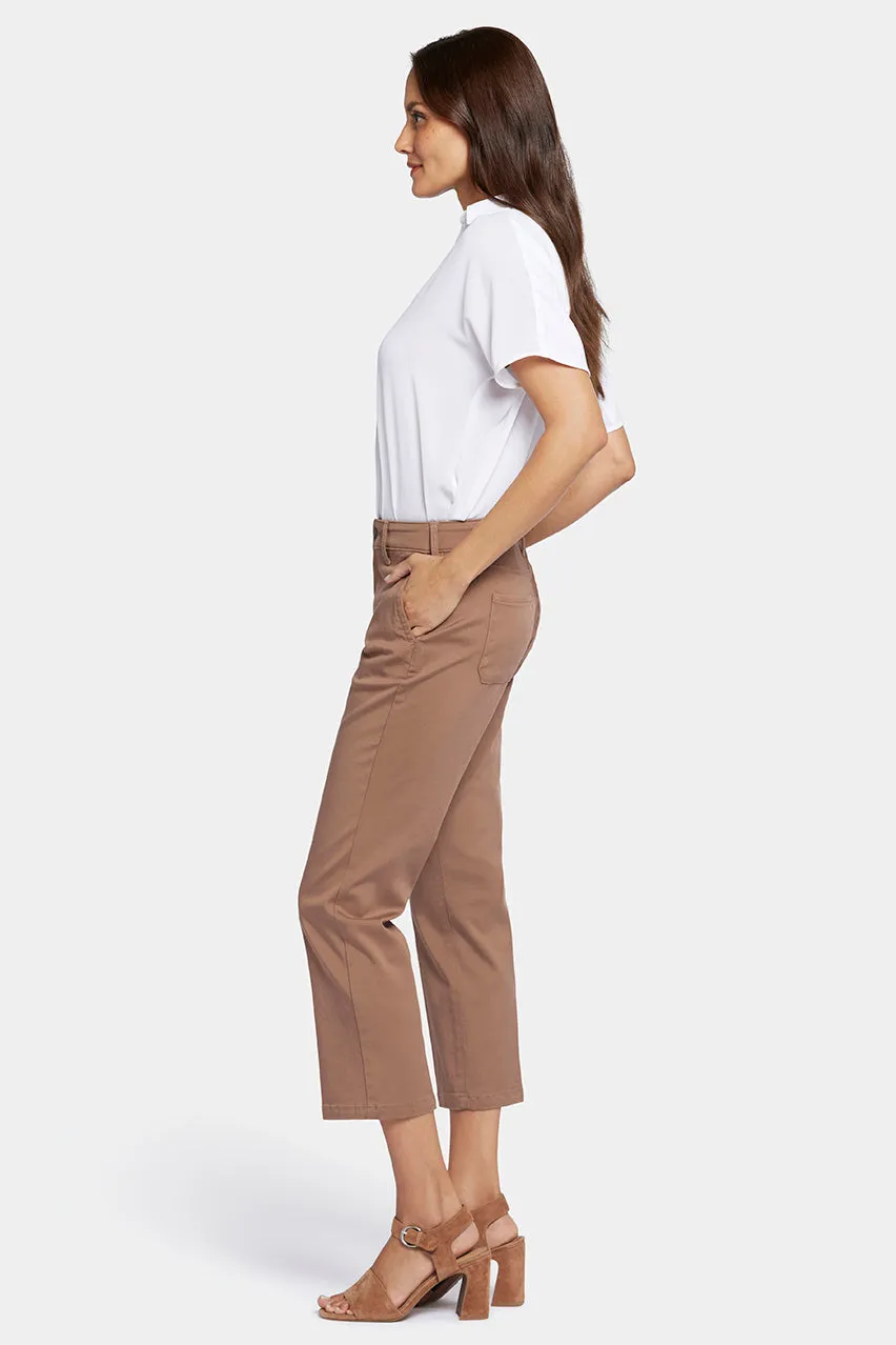 Straight Leg Ankle Trouser Brown Stretch Twill | Baguette