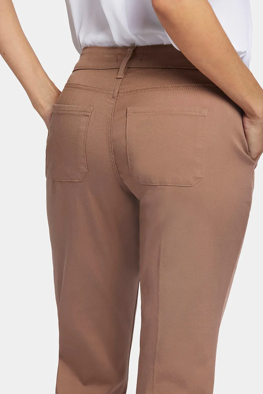 Straight Leg Ankle Trouser Brown Stretch Twill | Baguette
