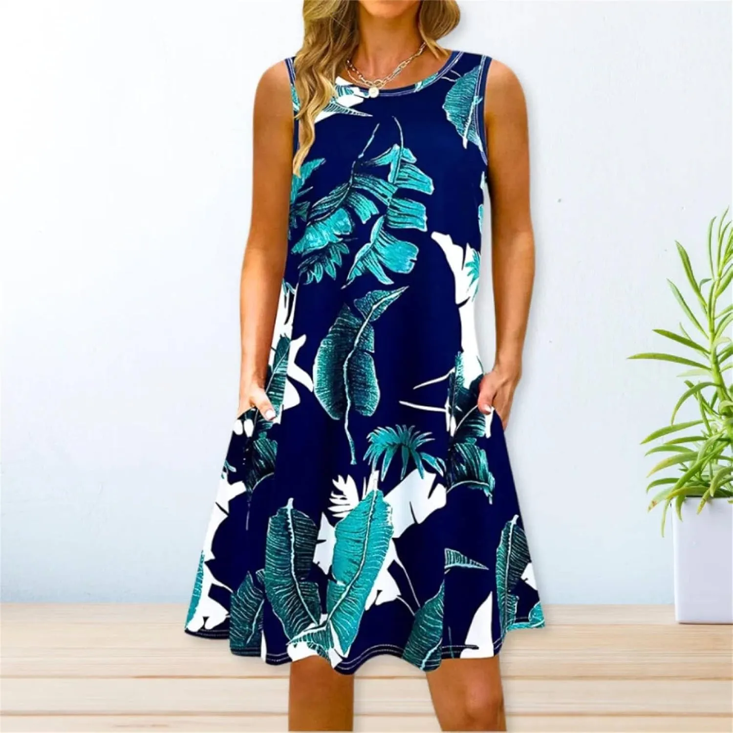 Summer Dresses for Women 2024 Casual Sleeveless Boho Floral Petite Sundress Plus Size Vacation Flowy Midi Dress
