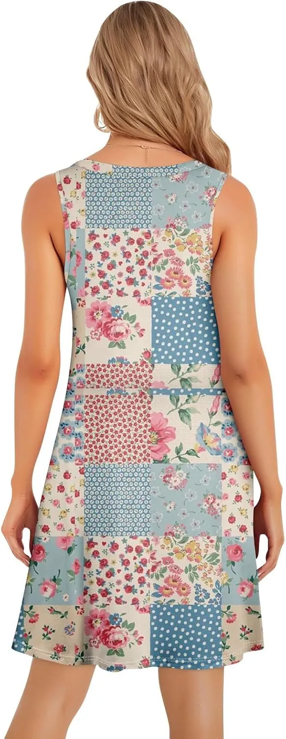 Summer Dresses for Women 2025 Casual Sleeveless Beach Sundresses Formal Floral Print A-Line Sundress
