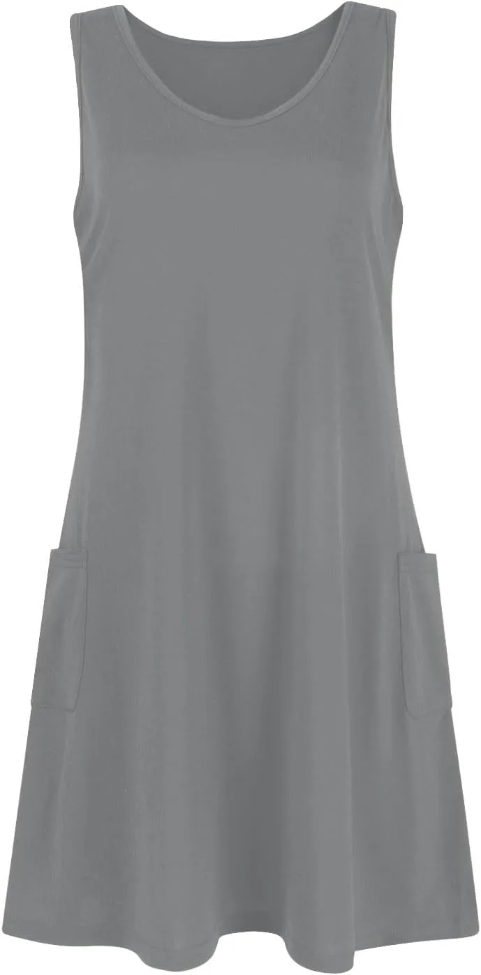 Summer Dresses for Women 2025 Casual V Neck Sleeveless Sundresses Boho Tank Dress Beach Dresses with Pockets
