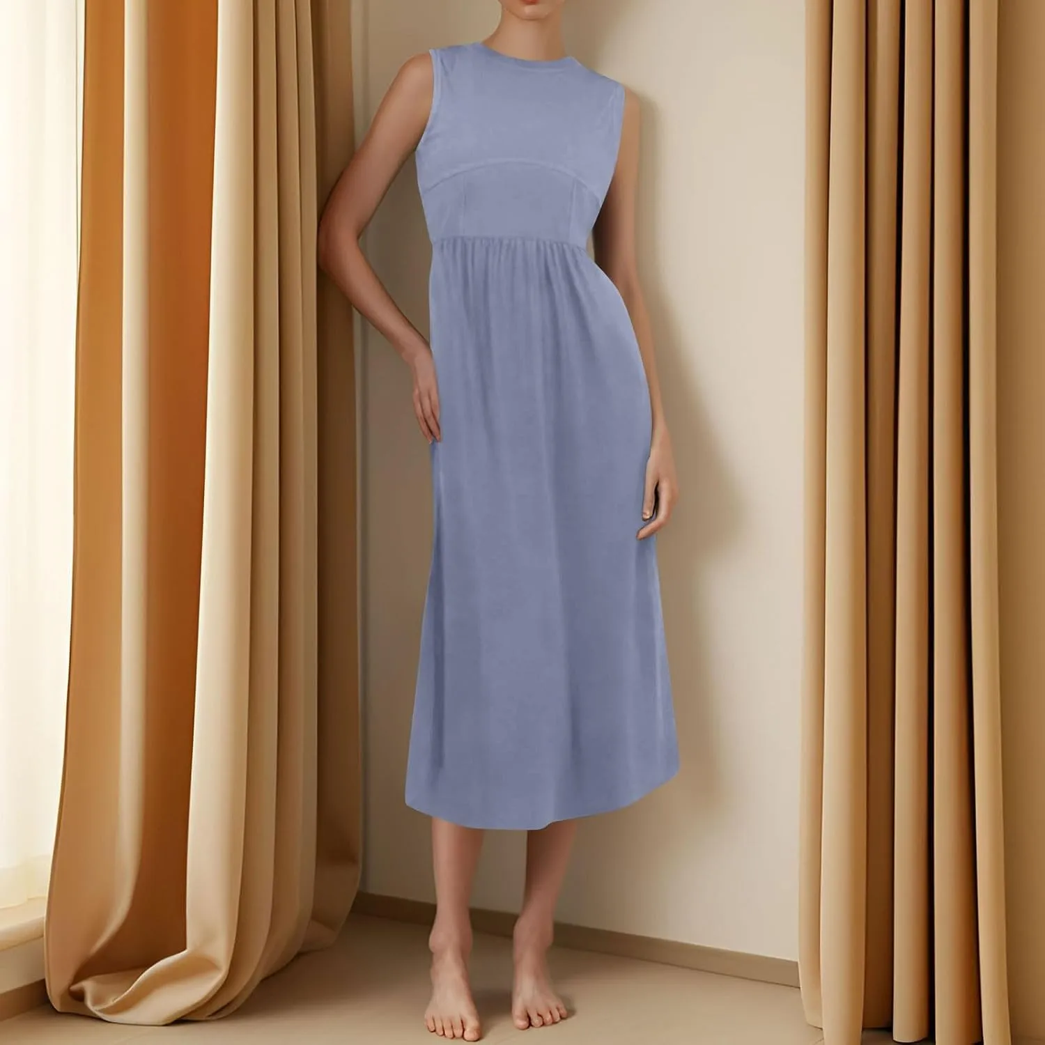 Summer Dresses for Women 2025 Formal Long Wedding Guest Slim Fit Tank Dress A Line Flowy Sleeveless Beach Sundress