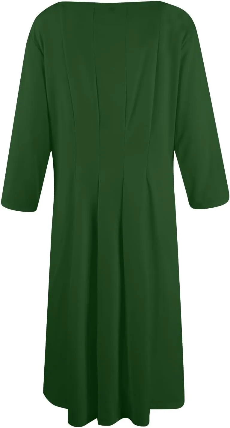 Summer Dresses for Women 2025 Round Neck 3/4 Sleeve Dress for Womens Dressed Midi Knee Length Dress with Pockets