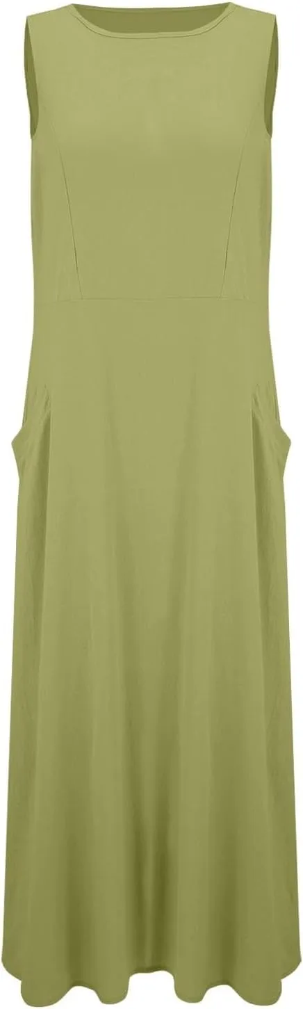 Summer Dresses for Women 2025 Women's Summer Casual Sleeveless Long Maxi Beach Dress Vestido De Lino Loose Cotton