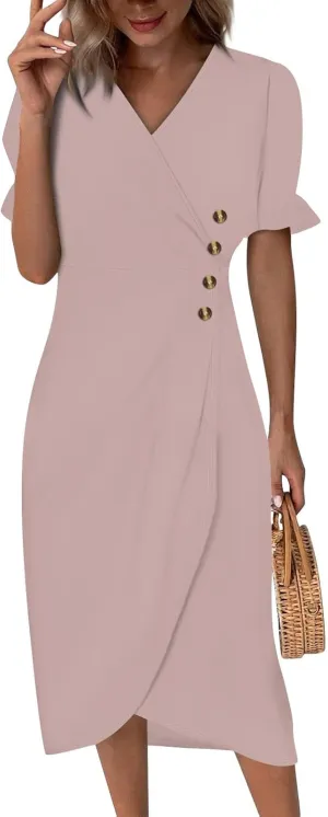 Summer Dresses for Women Midi Dresses for Women Puff Sleeve Loose Flowy Summer Swing Dress