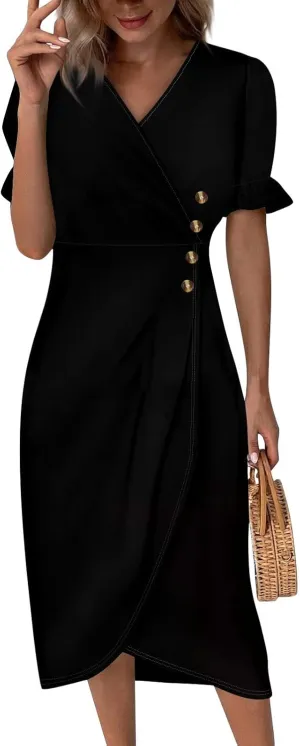 Summer Dresses for Women Midi Dresses for Women Puff Sleeve Loose Flowy Summer Swing Dress