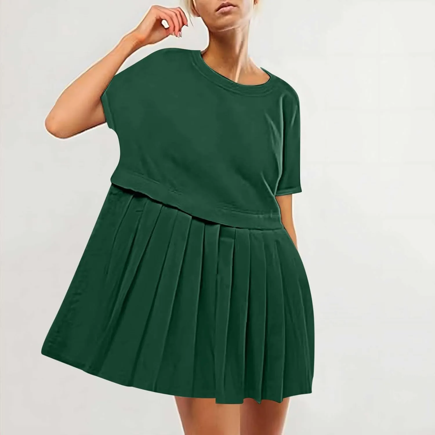 Summer Dresses for Women Oversized Sweatshirts Dress Mini Boho Tennis Dress Ruffle Babydoll Dresses 2024, Small