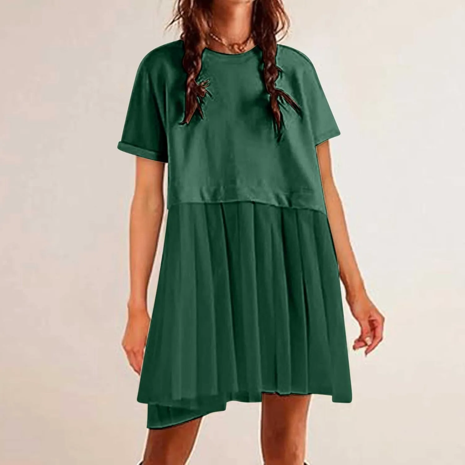 Summer Dresses for Women Oversized Sweatshirts Dress Mini Boho Tennis Dress Ruffle Babydoll Dresses 2024, Small