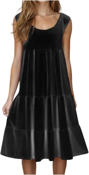 Summer Dresses for Women Plus Size Beach Dress Casual Sundresses Sexy Sleeveless Babydoll Dress Flowy Midi Dresses