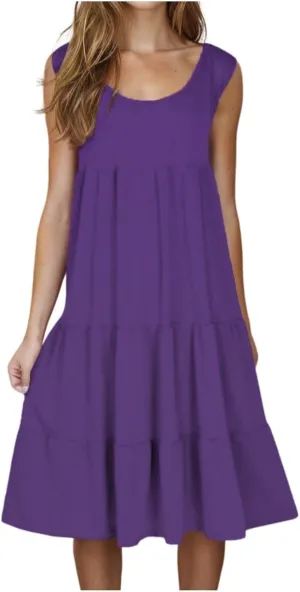 Summer Dresses for Women Plus Size Beach Dress Casual Sundresses Sexy Sleeveless Dress Flowy Midi