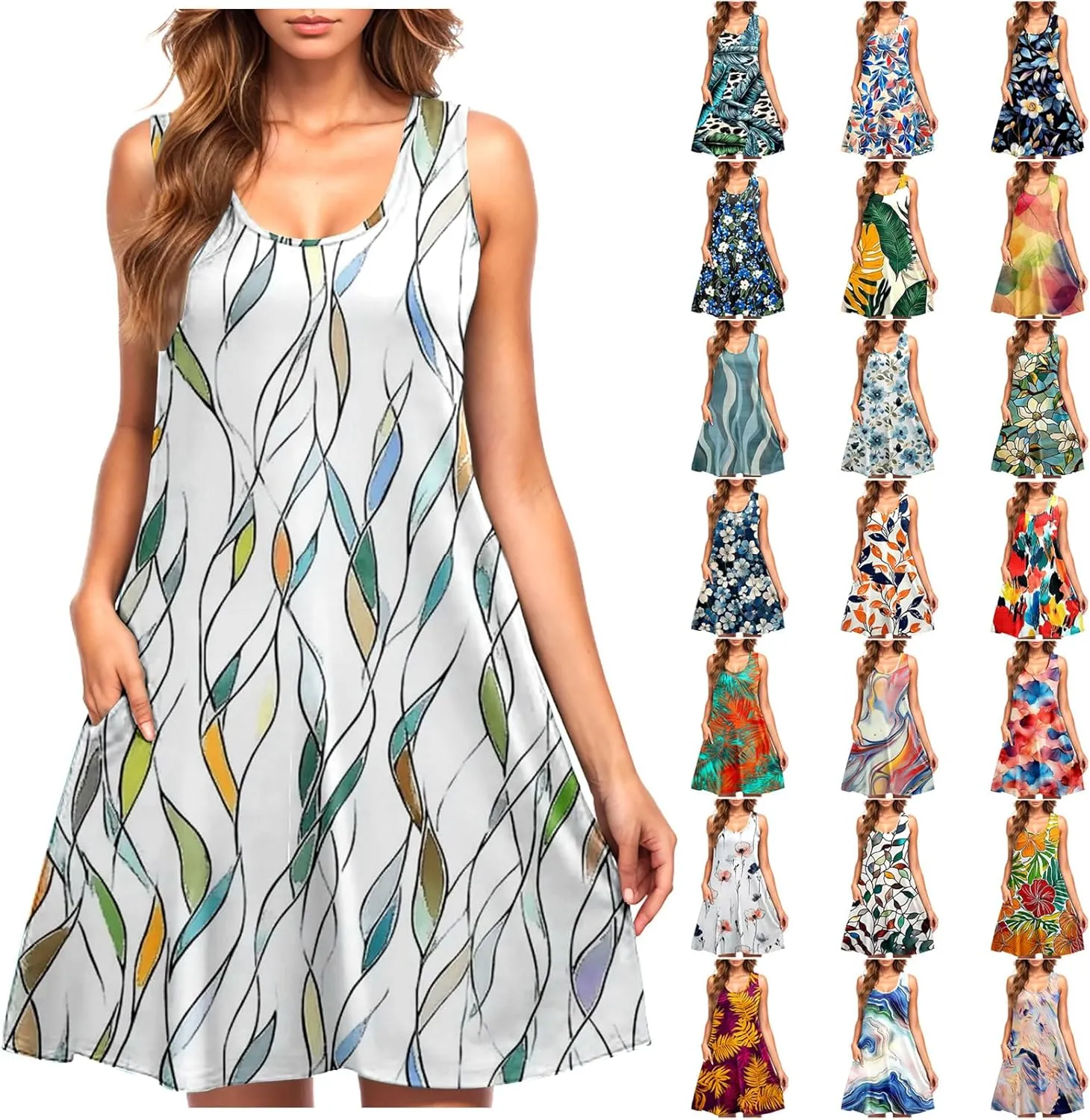 Summer Dresses for Women Trendy 2025 Loose Flowy Mini Tank Dress Boho Floral a Line Sundress Beach Vacation Outfits