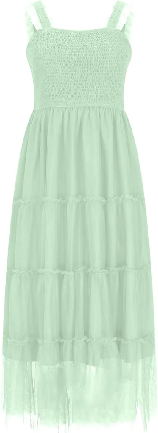 Summer Maxi Dresses for Women 2025 Wedding Guest Graduation Dress Boho Sleeveless Sundress Tulle Prom Ball Gown Dress