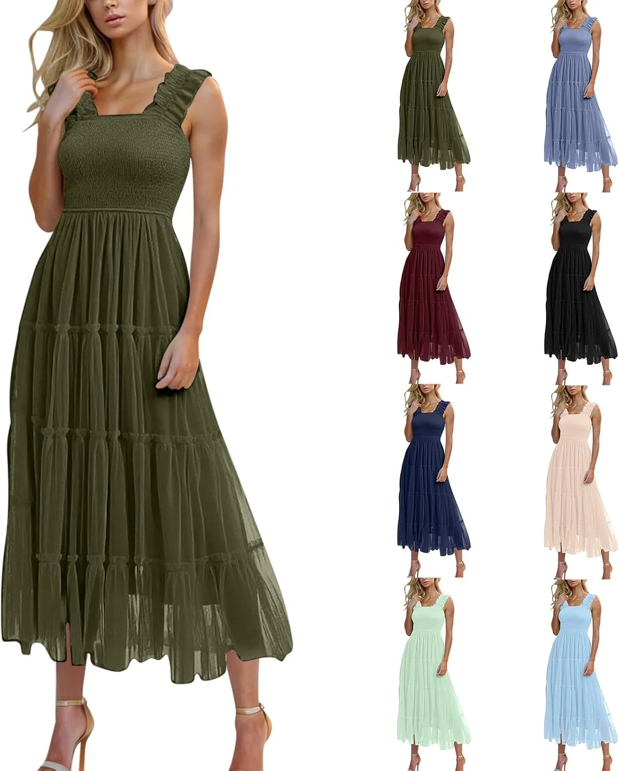 Summer Maxi Dresses for Women 2025 Wedding Guest Graduation Dress Boho Sleeveless Sundress Tulle Prom Ball Gown Dress