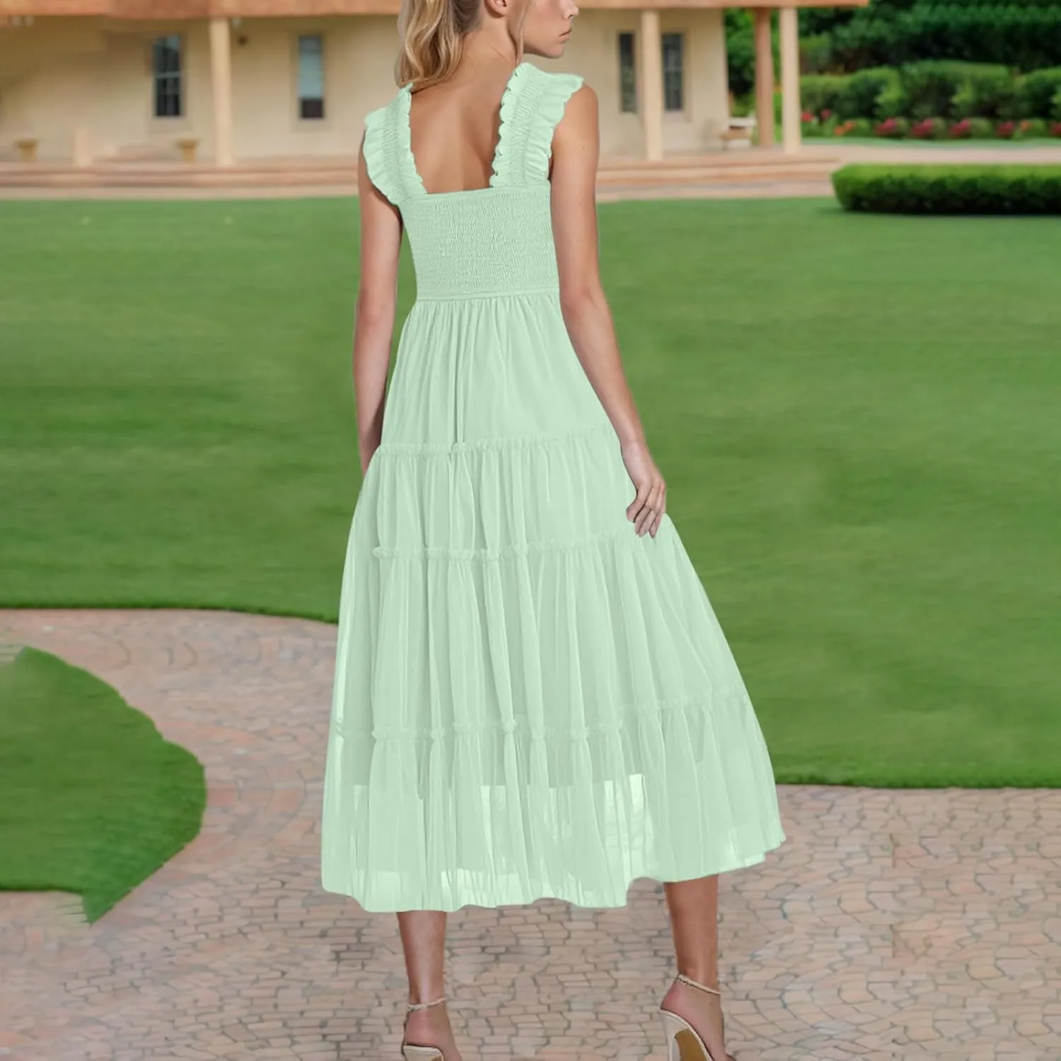 Summer Maxi Dresses for Women 2025 Wedding Guest Graduation Dress Boho Sleeveless Sundress Tulle Prom Ball Gown Dress