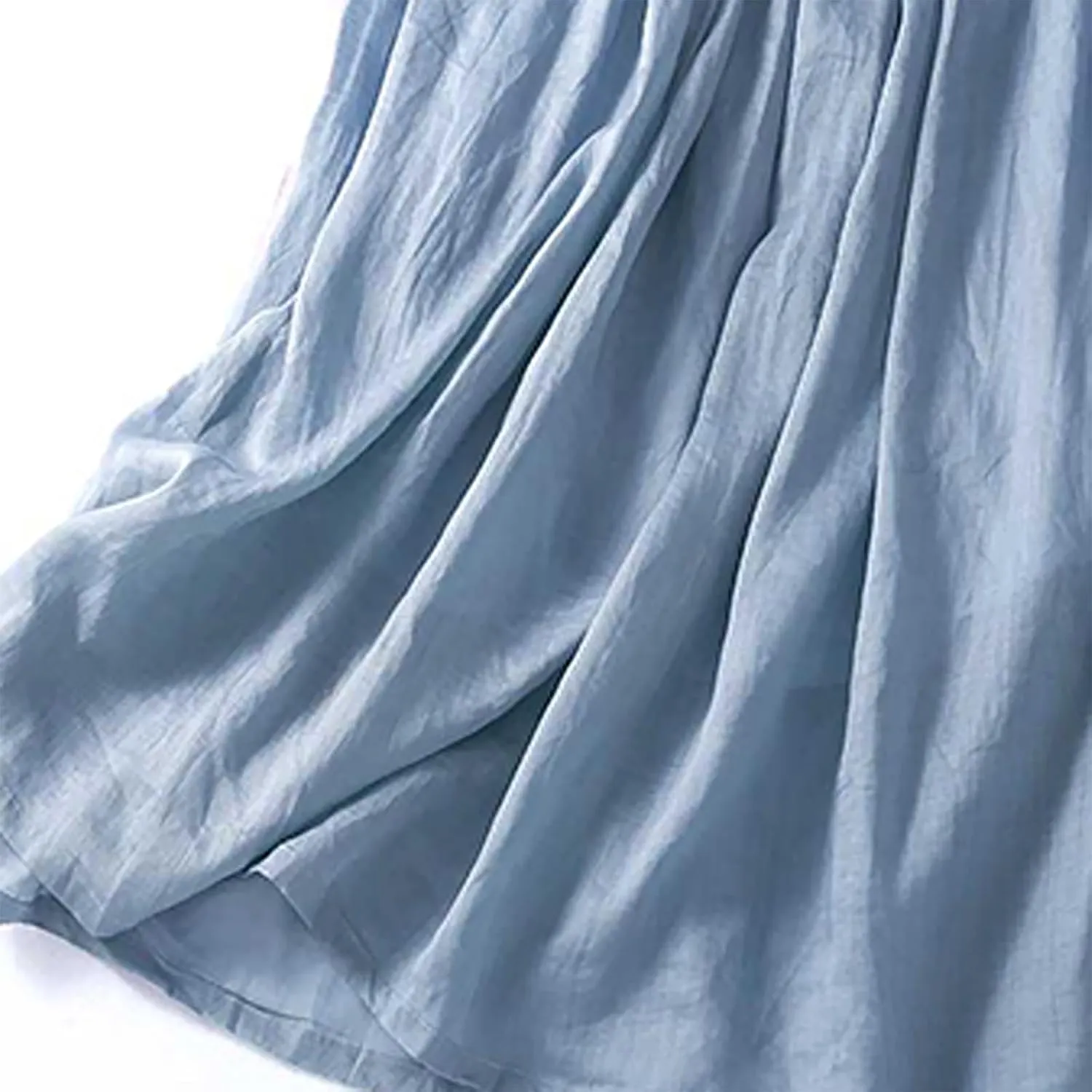 Summer Skirts for Women 2024 Drawstring Elastic Waist Solid Maxi Skirt Dress Causal Ruffle Cotton Linen a-Line Skirt