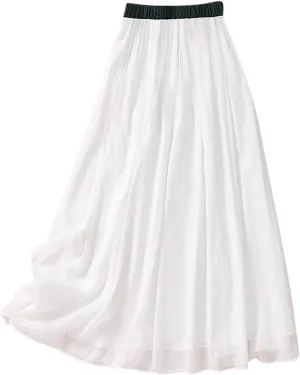 Summer Skirts for Women Drawstring Cinch Waisted Skirt Trending Cotton Linen Baggy Plus Size Skirts A Line Skirt