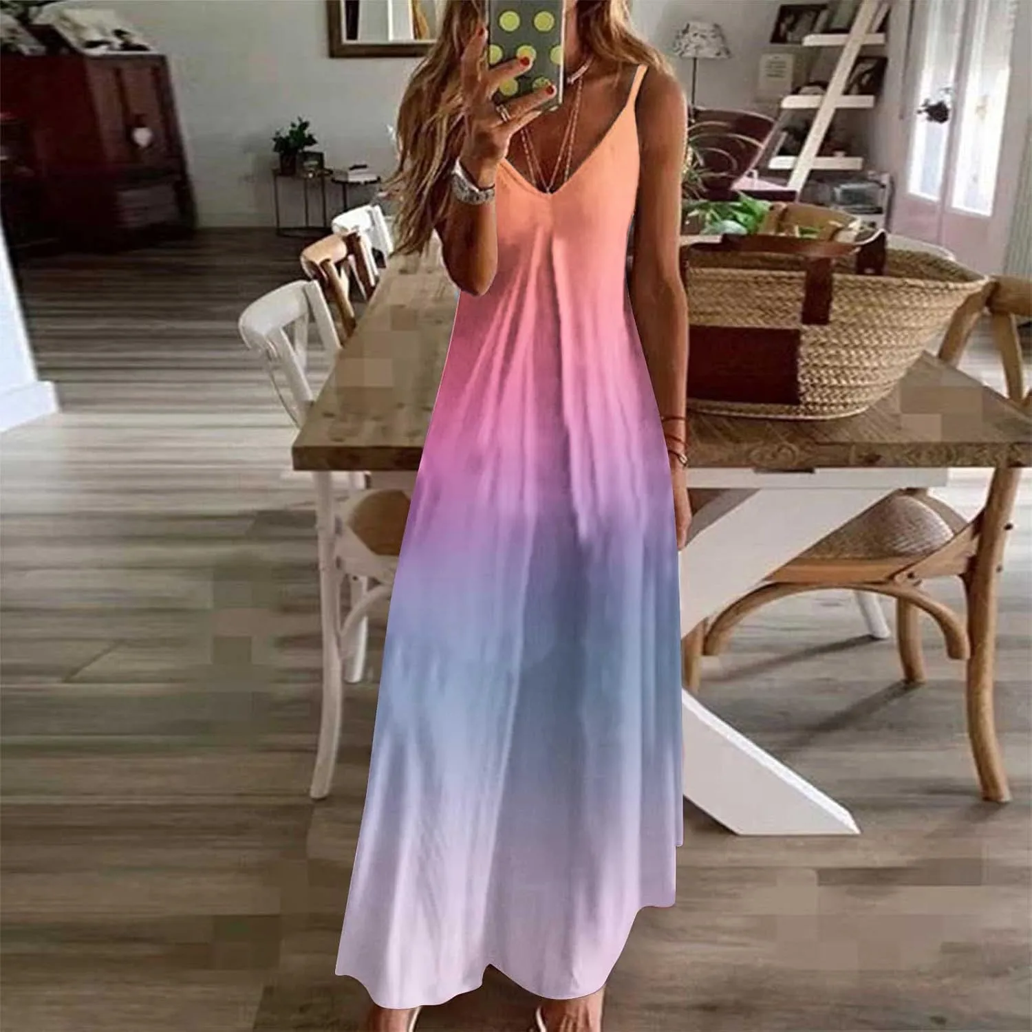 Sundresses for Women Casual Beach Sleeveless Floral Marble Print Dresses Spaghetti Strap Ruched Sexy Summer Dress