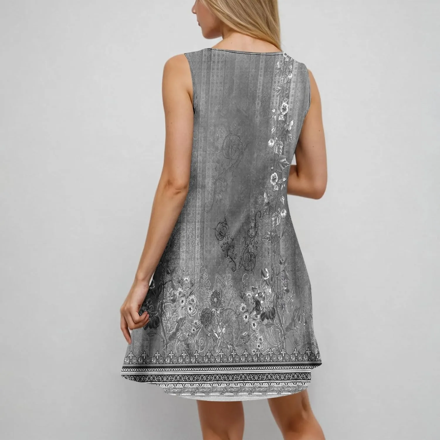 Sundresses for Women Casual Sleeveless Floral Retro Short Dresses A-Line Beach Summer Dress Trendy 2025 Vacation