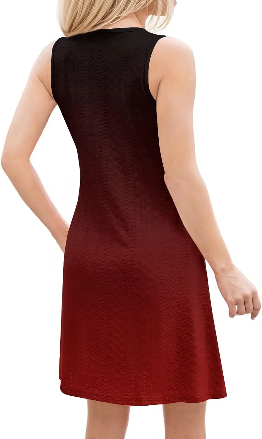 Sundresses for Women Scoop Neck Sleeveless Tank Dress Tie Dye Mini A Line Summer Beach Vacation Dresses with Pocket
