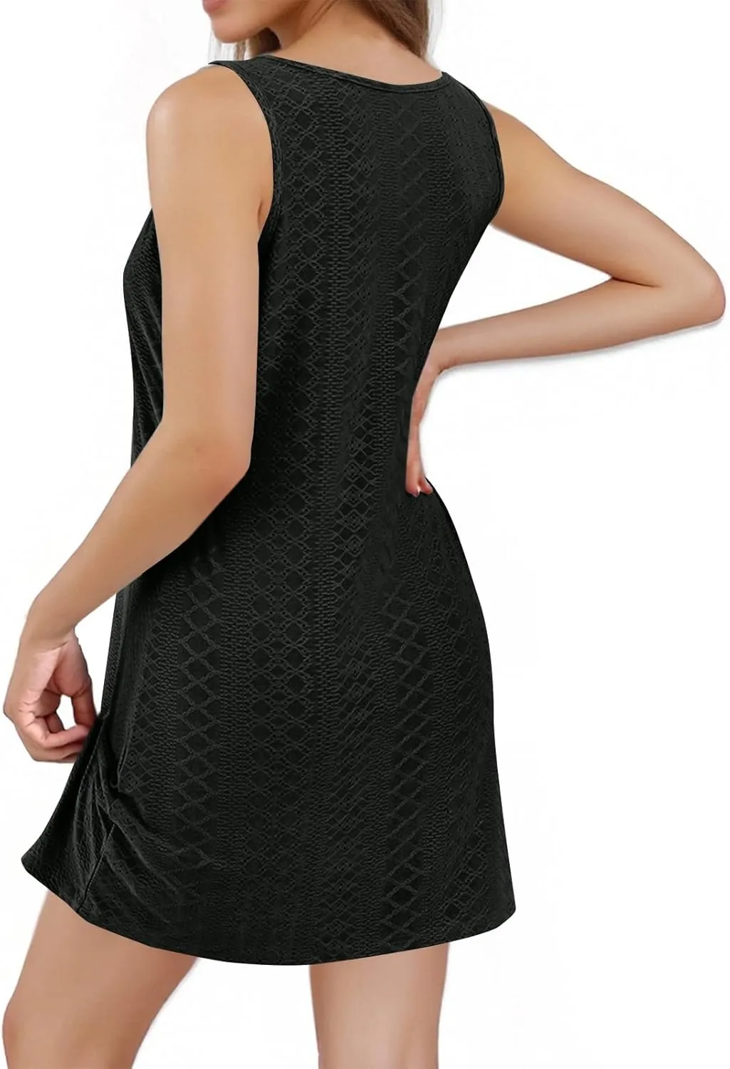 Swimsuit Coverup for Women 2025 Summer Vacation Beach Cover Up Eyelet Dress Crochet Coverups Sleeveless Short Tank Dresses