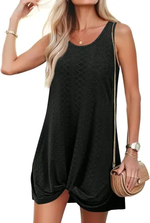 Swimsuit Coverup for Women 2025 Summer Vacation Beach Cover Up Eyelet Dress Crochet Coverups Sleeveless Short Tank Dresses
