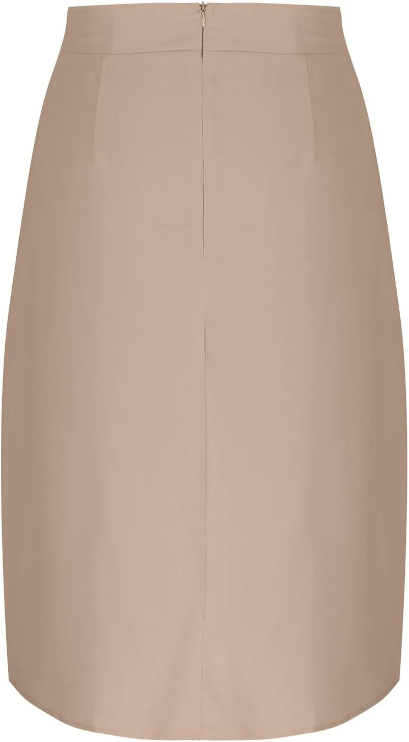 TANGNADE Women Skirts Midi Length Summer Trendy High Waist Flared Below The Knee Skirt Swing Elegant Work Office Outfits
