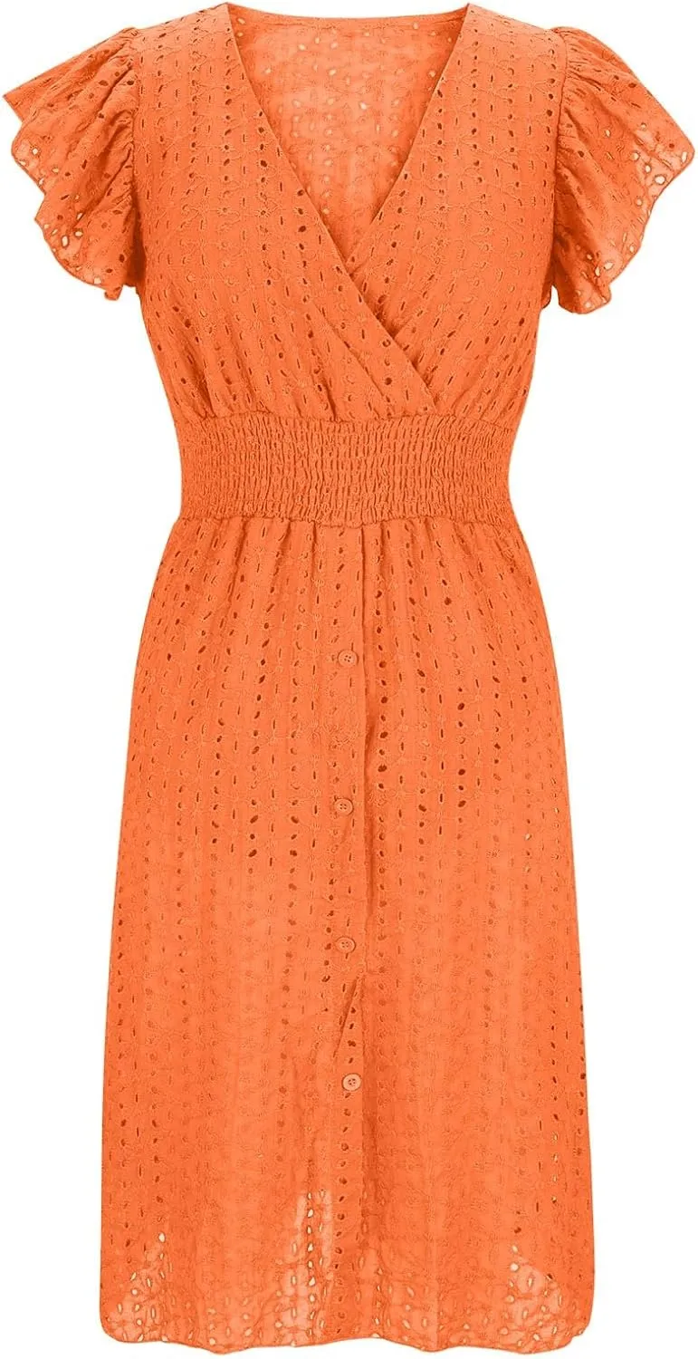 TARIENDY Beach Dresses for Women 2025 Vacation,Womens Hollow Out lace Sundresses Sleeveless Dress Comfy v Neck Sundress