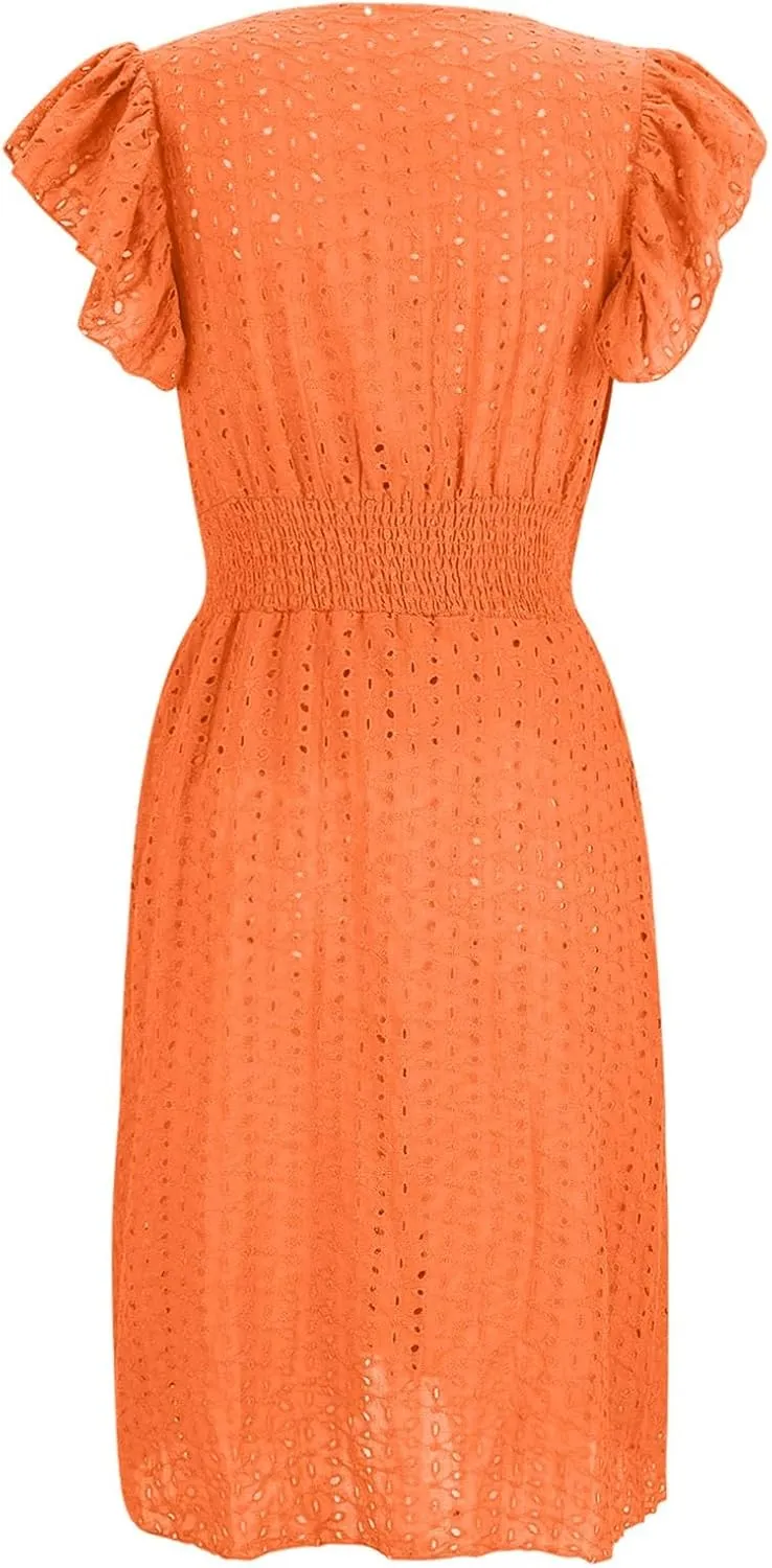 TARIENDY Beach Dresses for Women 2025 Vacation,Womens Hollow Out lace Sundresses Sleeveless Dress Comfy v Neck Sundress
