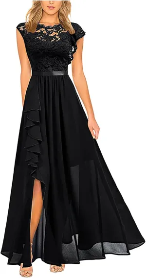 TARIENDY Formal Dresses for Women Wedding Guest Lace Dress Comfy Side Split Maxi Dress Sleeveless Cocktail Party Dresses