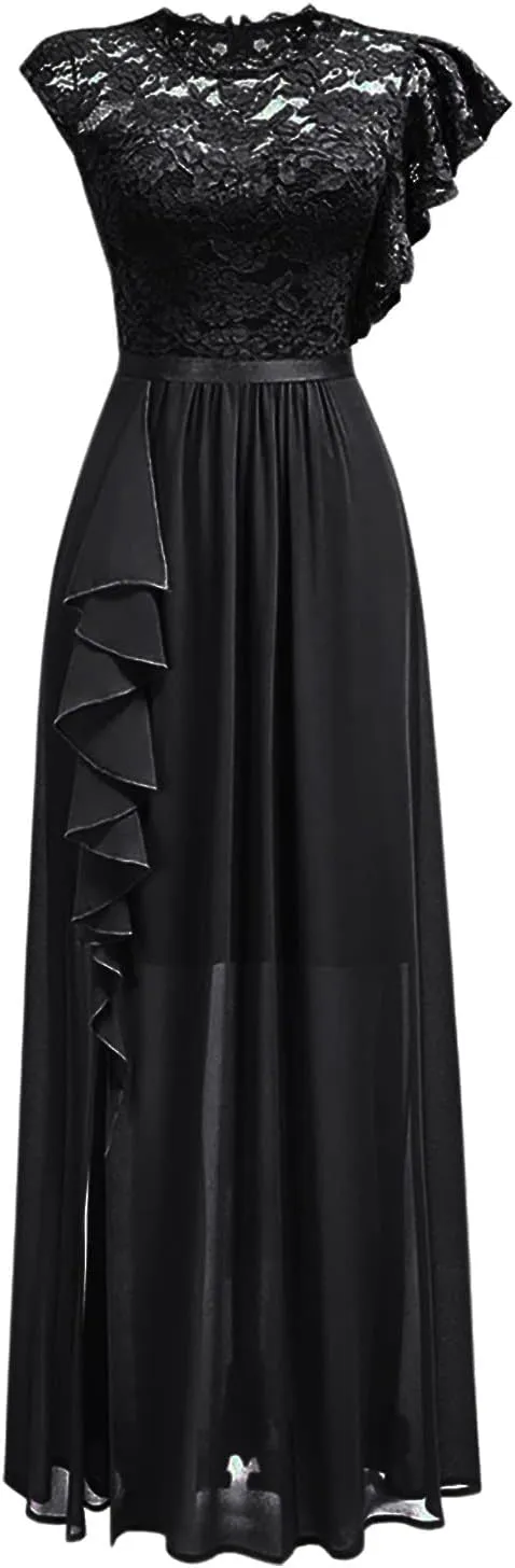 TARIENDY Formal Dresses for Women Wedding Guest Lace Dress Comfy Side Split Maxi Dress Sleeveless Cocktail Party Dresses