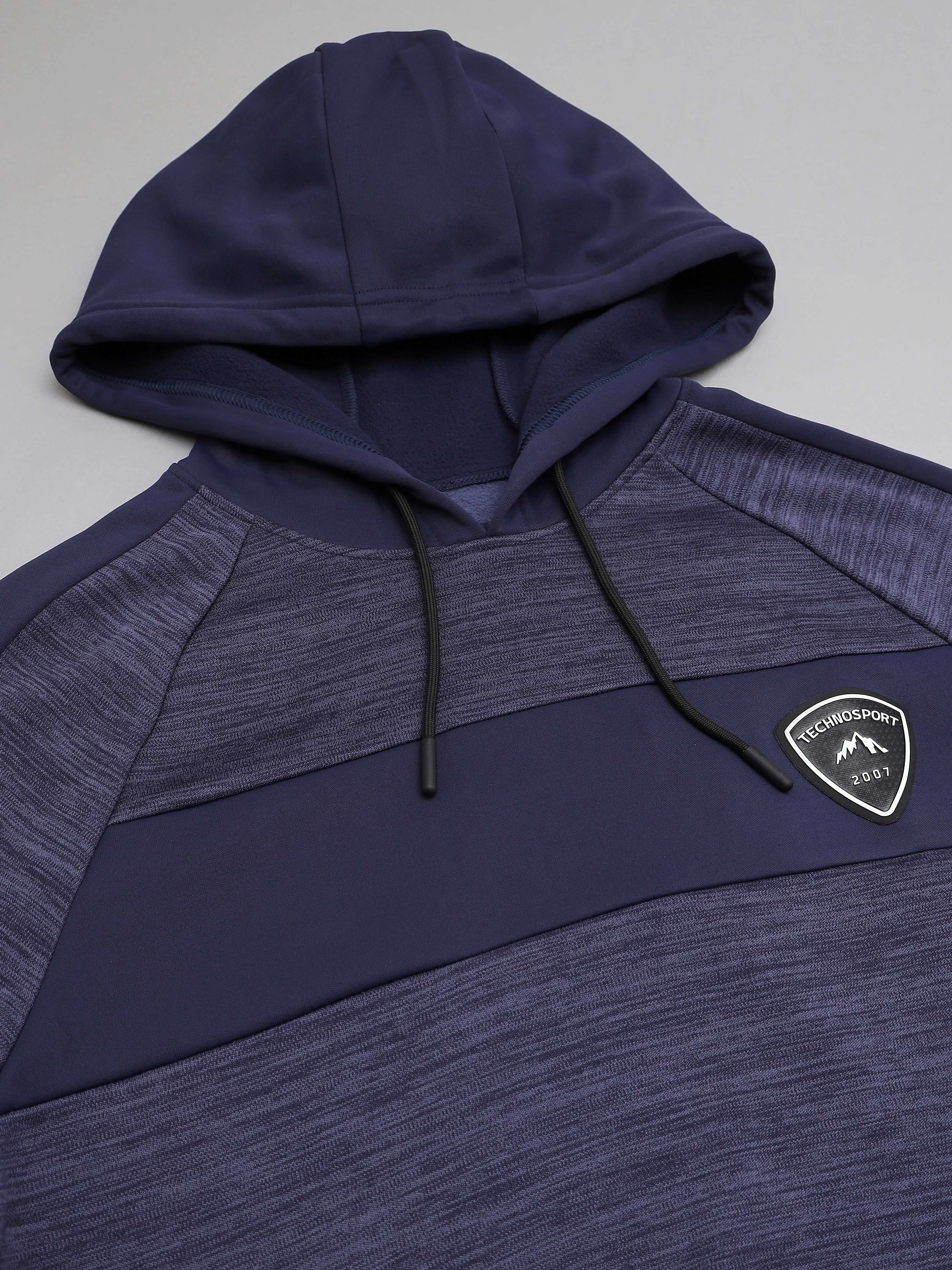 Technosport Men's Melange Hooded Sweatshirt with Kangaroo Pocket