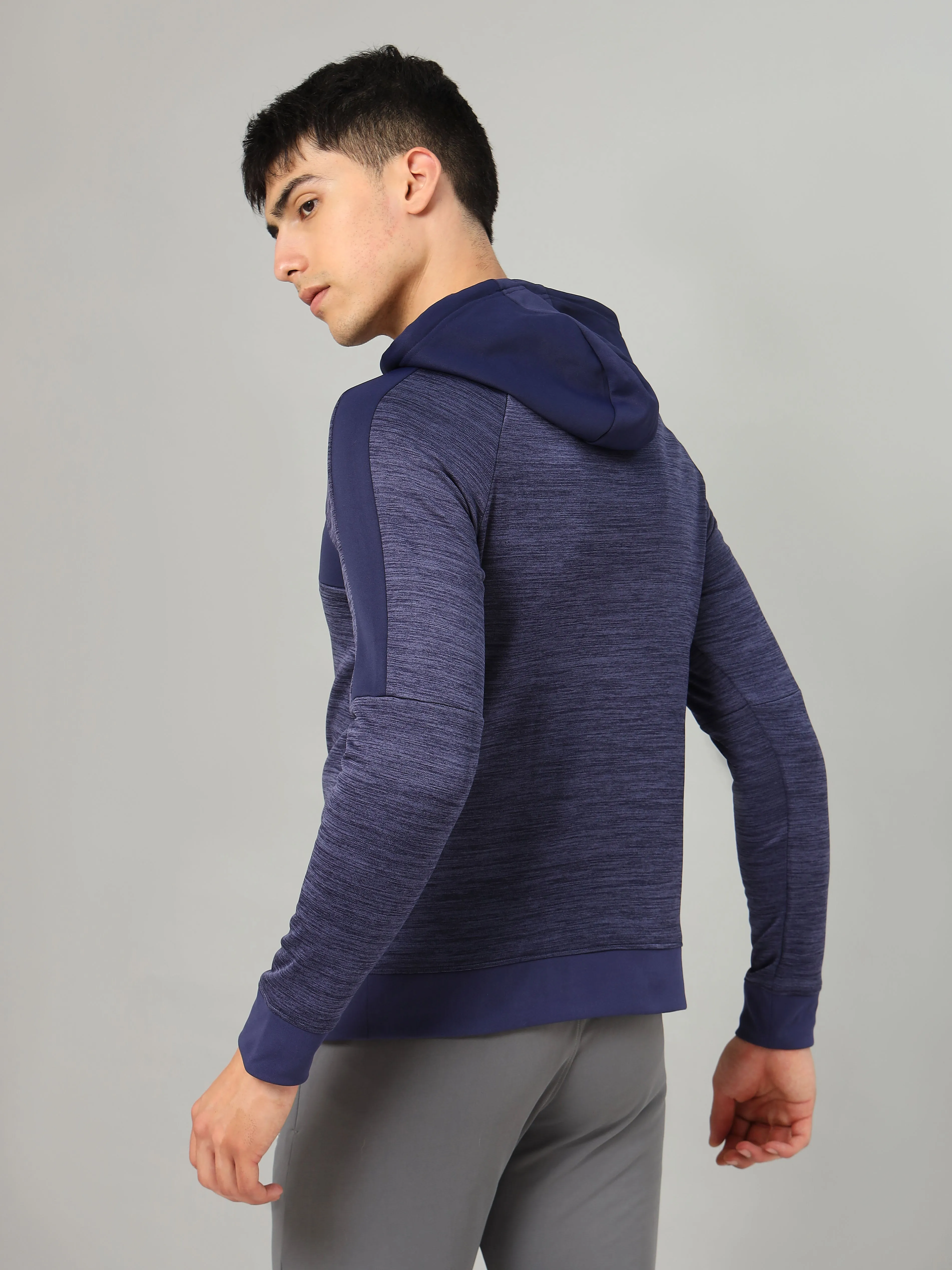 Technosport Men's Melange Hooded Sweatshirt with Kangaroo Pocket