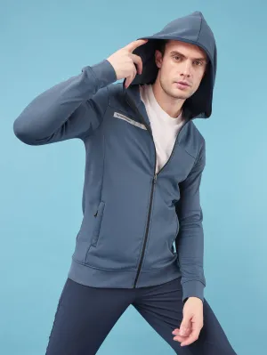 Technosport Men's Solid Hooded Jacket with Anti Static Properties