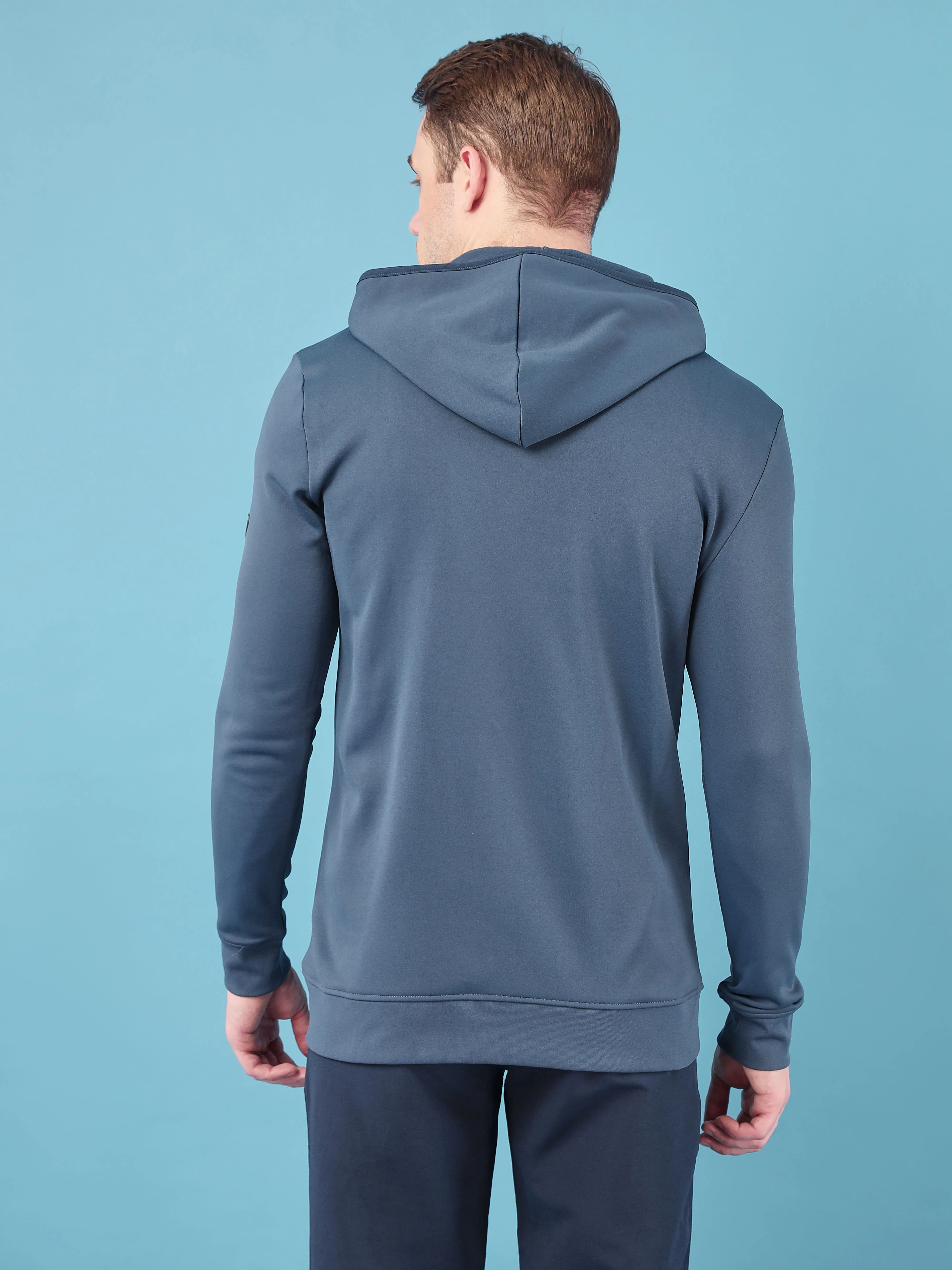 Technosport Men's Solid Hooded Jacket with Anti Static Properties