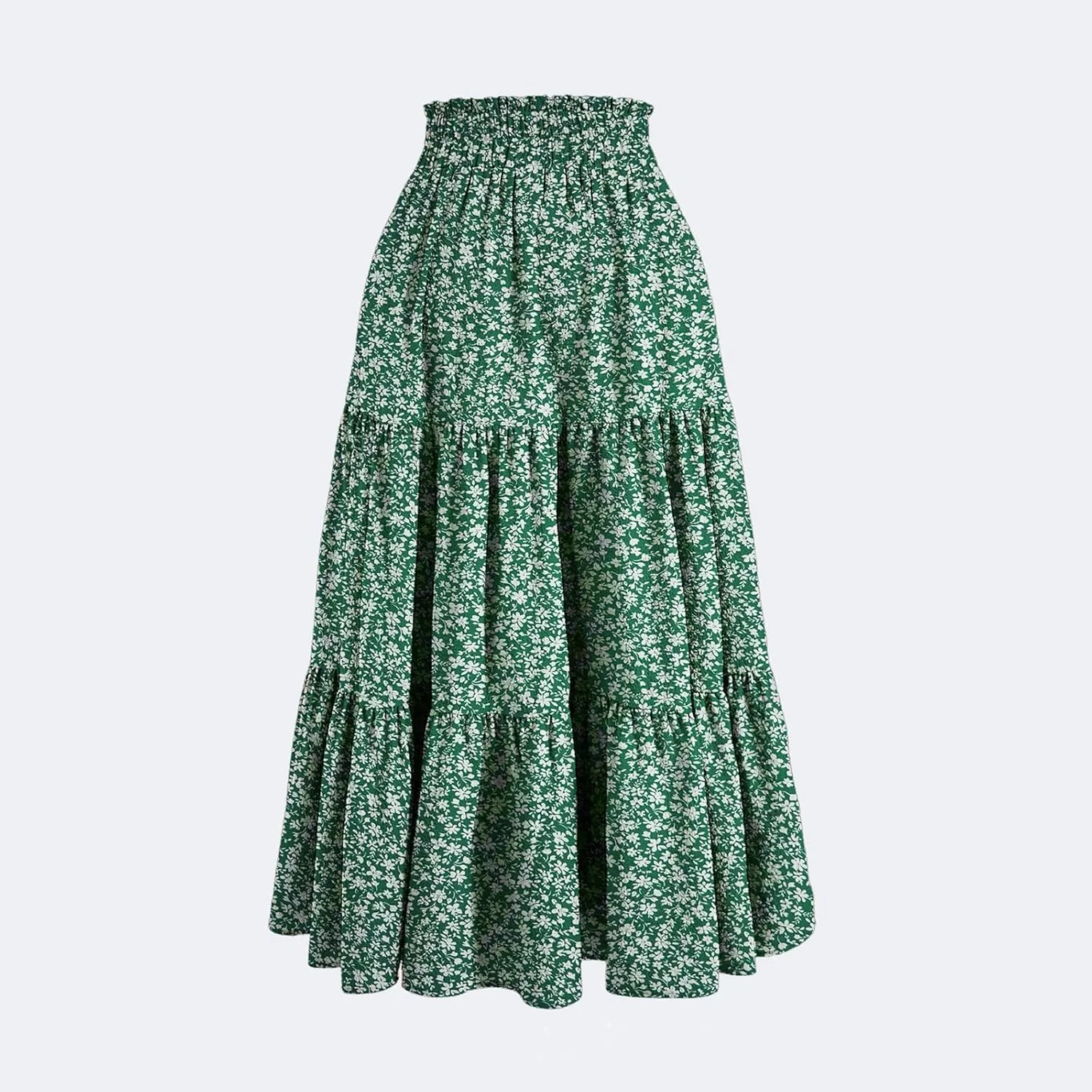 Tiered Maxi Skirts for Women Comfy Elastic High Waisted Summer Cover Ups Ruffle Hem Flowy Swing Long Skorts