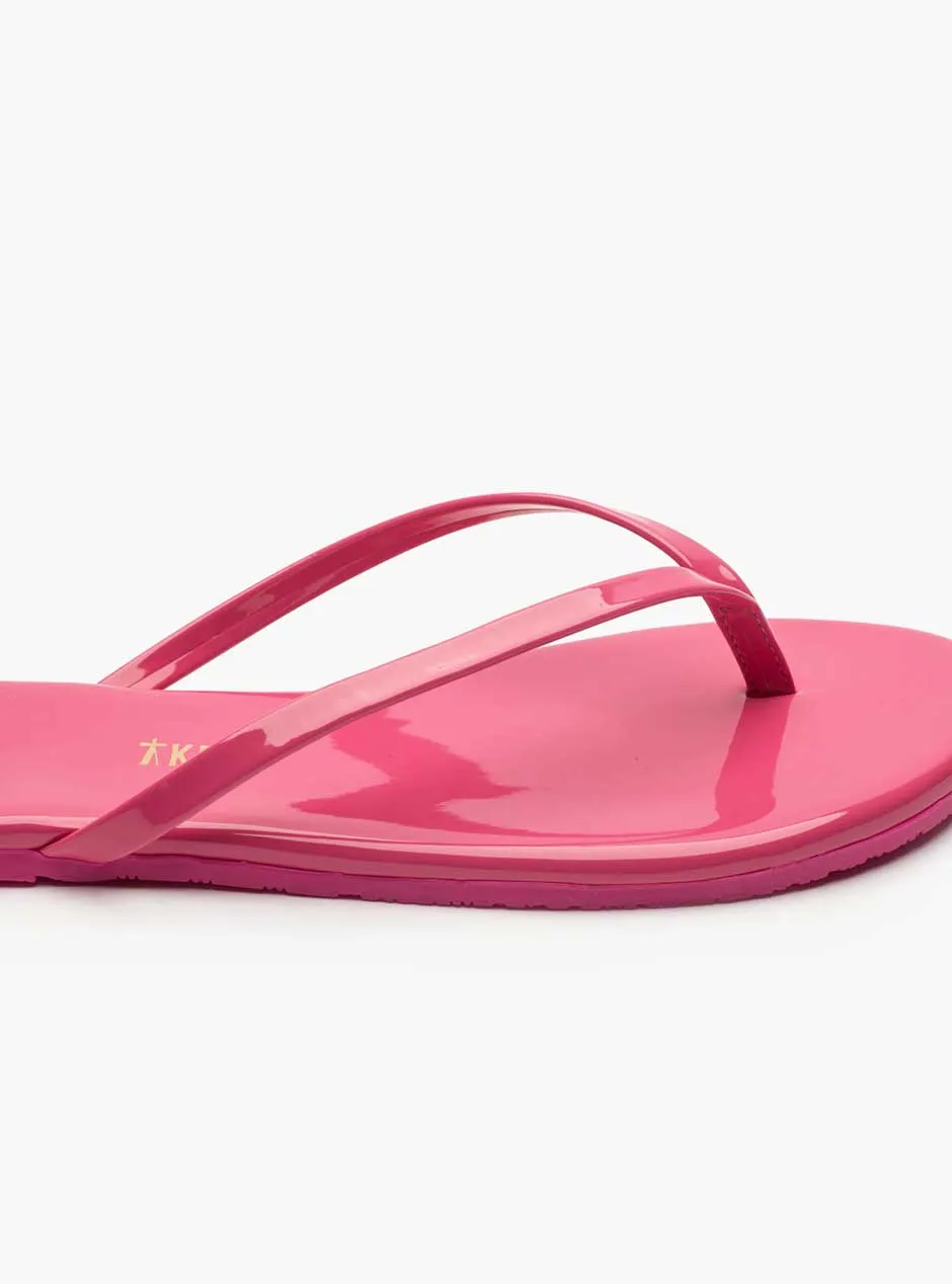 TKEES Women's Lily Patent Flip-Flop Sandals - Hot Pink