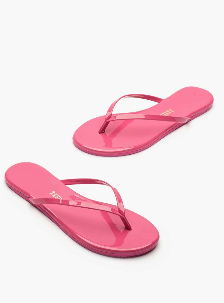 TKEES Women's Lily Patent Flip-Flop Sandals - Hot Pink