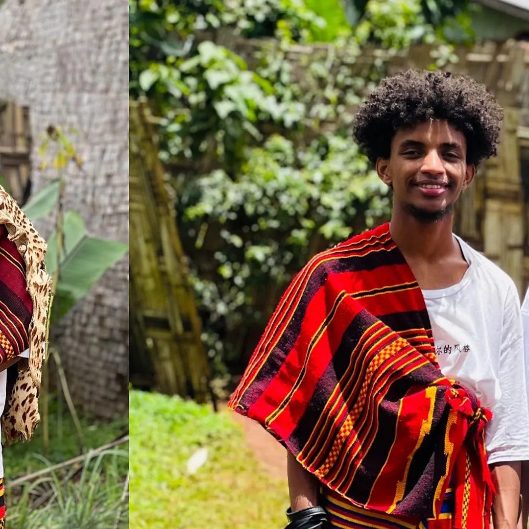 Traditional Wolayita Cultural Outfit Ethiopian Men's Pants and Scarf Wolayta