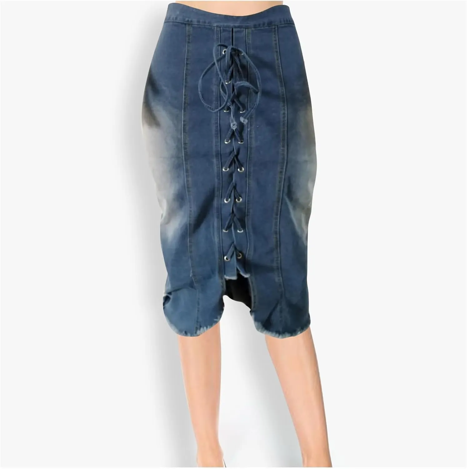 Trendy Skirts for Women Drawstring Lace Up Summer Skirt High Waisted Summer Denim Skirt for Spring Summer