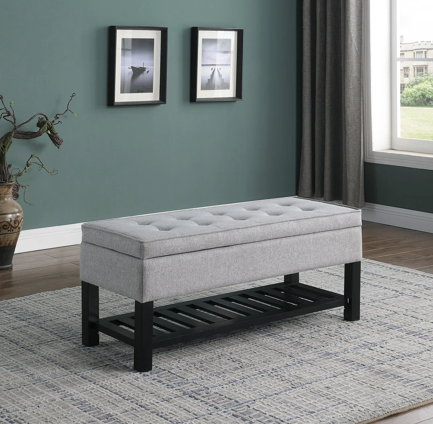 Troyer Storage Bench - Light Grey