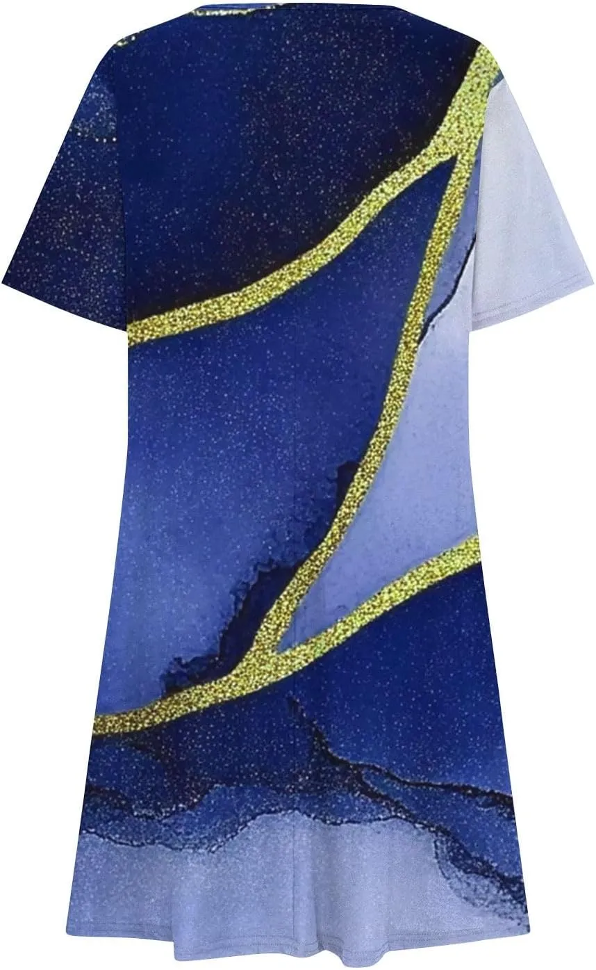 Tshirt Dress Women Crewneck Short Sleeve Summer Dresses Floral Print Swing Dress 2025 Casual Beach Sundresses