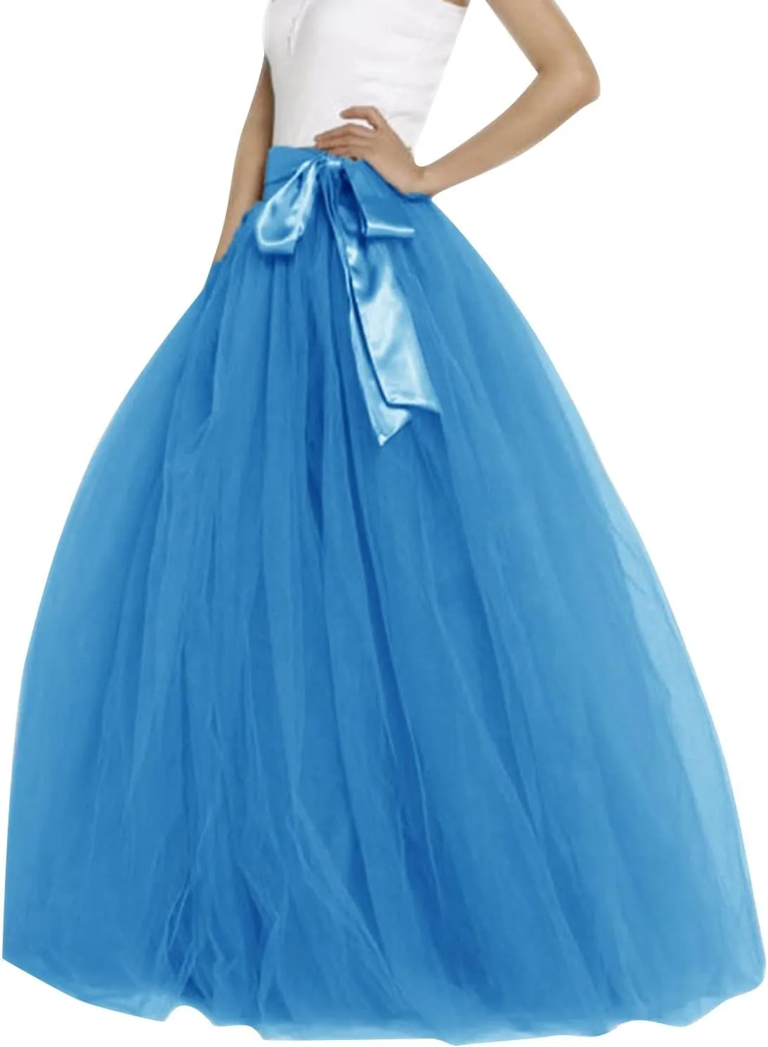 Tulle Tutu Skirt for Women Womens Long Tutu Skirts Pleated Princess Midi Skirts Adult Tutu Dancing Party Evening