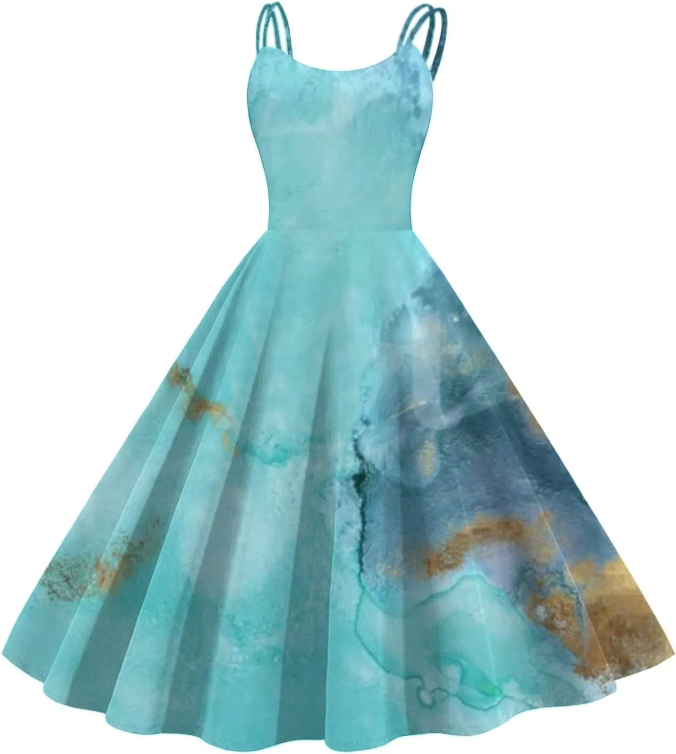 Vintage Cocktail Dresses for Women Fashion Sleeveless Knee Length Retro A Line Flared Swing Formal Prom Party