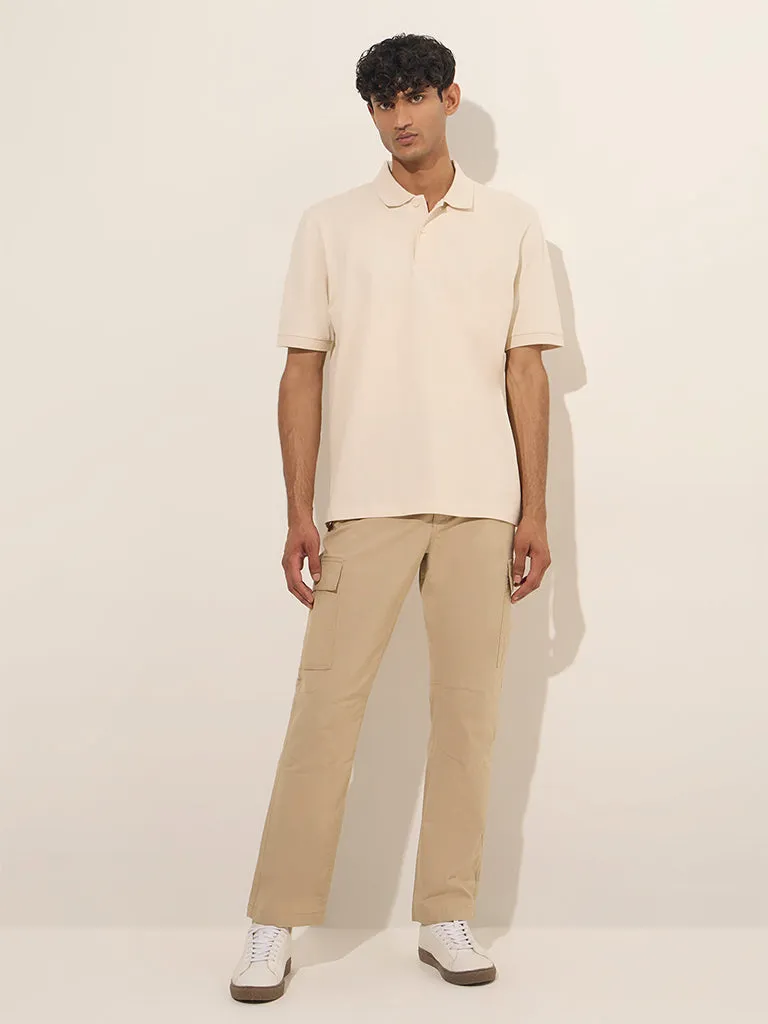 WES Casuals Off-White Relaxed-Fit Cotton-Blend Polo T-Shirt