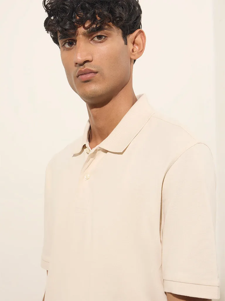 WES Casuals Off-White Relaxed-Fit Cotton-Blend Polo T-Shirt