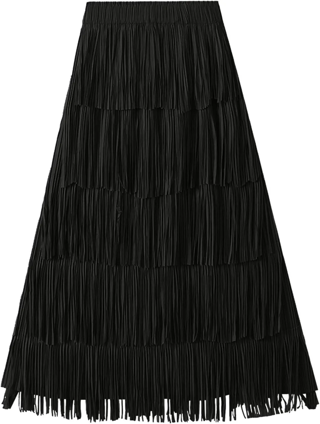 White Flowy Skirt Women Bubble Long Skirt Y2k Flowy Swing a Line Maxi Skirt Cute Ruffle Pleated Midi Skirt Summer