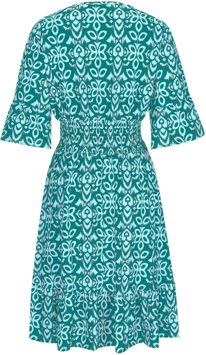 Women Floral Dresses 2024 Boho Casual Summer Dresses Flowy Vneck 3/4 Sleeve Dress Bohemian Beach Vacation Cute Clothes